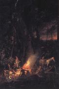 A Bivouac of Travellers in Australia in a Cabbage Tree Forest,Day Break, Augustus Earle